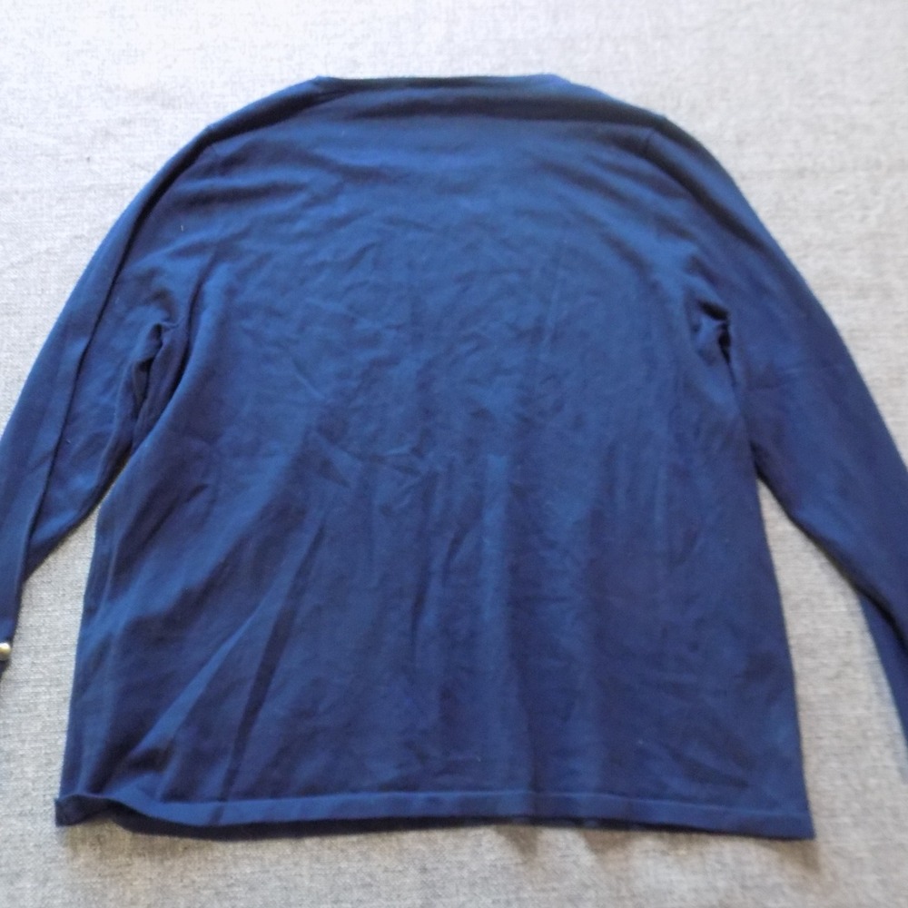 Chico's Sweater Women 3P Navy Blue Good Gold Button Cuff Rayon Blend Knit - Picture 8 of 9